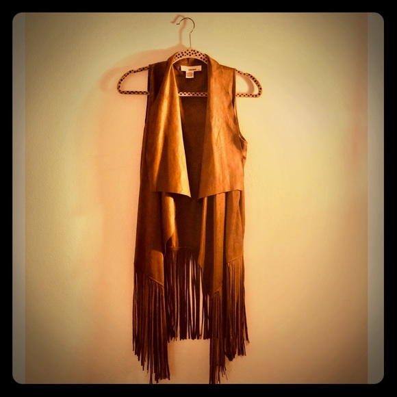 Anthropologie Tops - From Anthropologie Faux Leather Fringe Vest Size:S